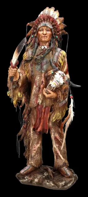 Indianer Figur - Häuptling mit Schädel groß - Native American Wilder Westen Deko
