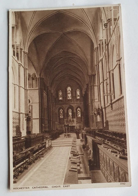 Unposted Vintage Photochrom Postcard - Rochester Cathedral Choir East (b)