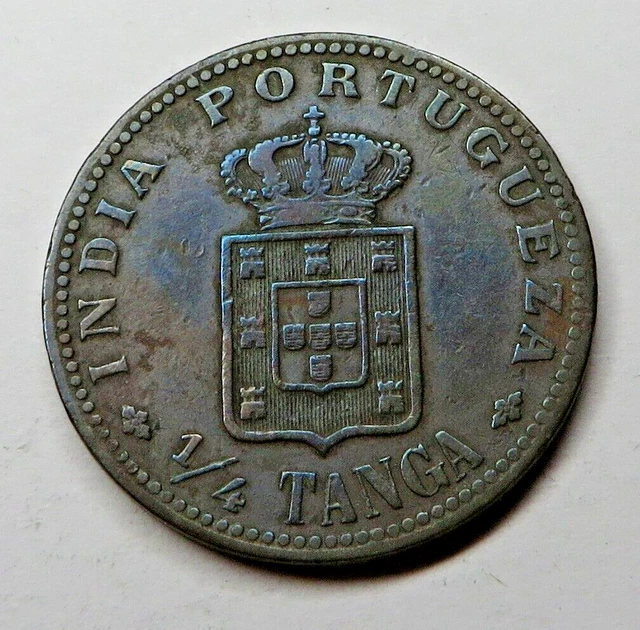 India-Portuguese 1/4 Tanga 1903 Bronze KM#15