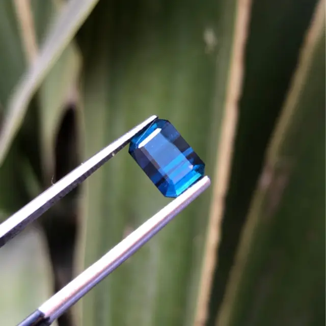 1.65 Ct Natural Ink Blue Tourmaline Emerald Cut Loose Gemstone from Afghanistan