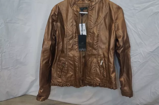Womens faux leather jacket, Medium, Copper, Unworn With Tags