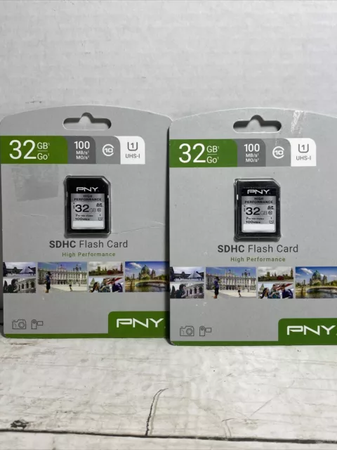 2 tarjetas flash SDHC SDHC de alto rendimiento PNY 32 GB