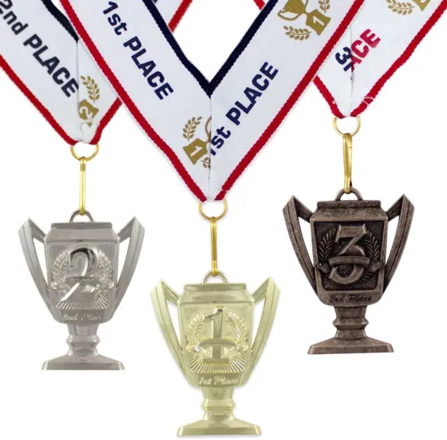 1St 2Nd 3Rd Place Cup Star Award Medals - 3 Piece Set (Gold, Silver, Bronze) Inc