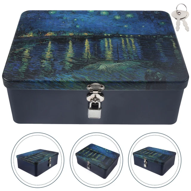 Storage Box with Lock Tinplate Cash Can Collector's Rectangle