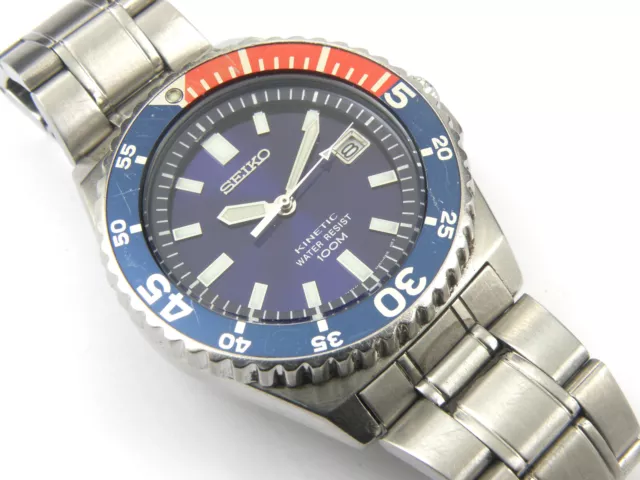 MENS SEIKO 5M62-0A10 Pepsi Kinetic Divers Watch - 100m EUR 305,96 -  PicClick FR