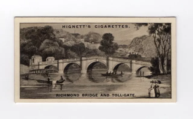 Hignett. Turnpikes Cigarette Card 1927. #13 Richmond Bridge and Toll-Gate 1820