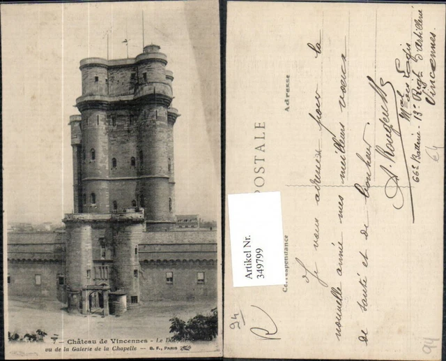 349799,Ile-de-Franche Val-de-Marne Chateau de Vincennes Le Donjon vu de la Galer