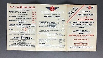 Gws Great Western & Southern Airlines Summer 1939 Airline Timetable