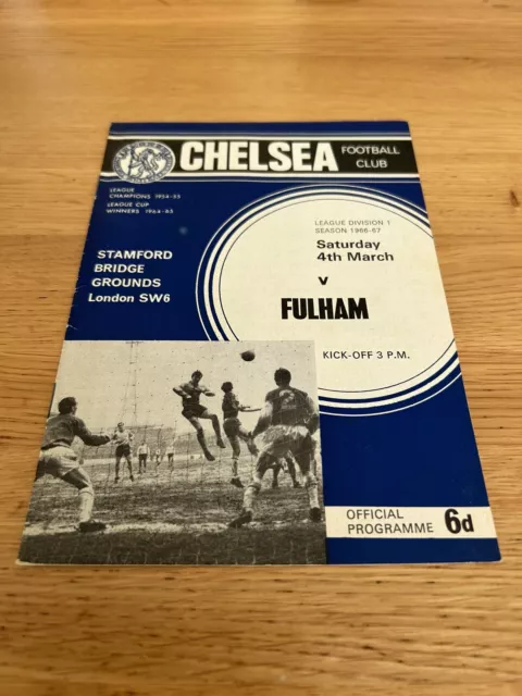 Chelsea V Fulham Football Programme March 1967 Div 1 Very Good