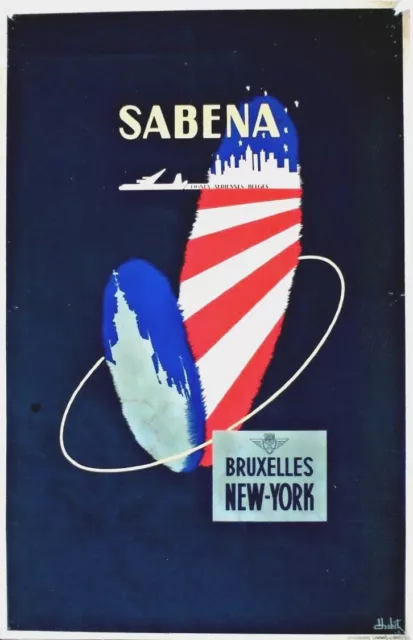 Original vintage poster SABENA AIRLINES NEW YORK c.1955