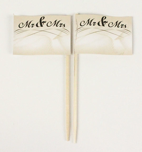 Pinchos para Fiesta Boda 6 Mr&Mrs 50 Unidad Calidad Profesional Dekopicker