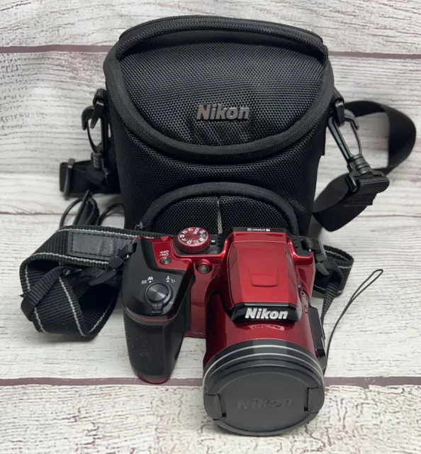 Nikon Coolpix B500 Plum Red Digital Camera 40x Zoom 16 Megapixels With Bag Works