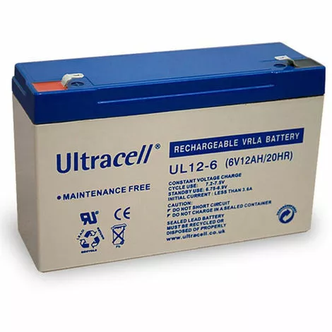 BATTERIE PLOMB ÉTANCHE UL12-6 ULTRACELL 6V, 12Ah