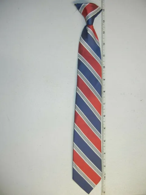 4-7 Boy BlueRedWhite Stripe Adjustable Pre-Tied Necktie 15" Tie