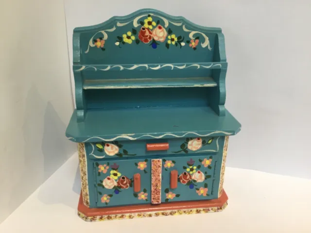 Dora Kuhn hutch dresser cupboard 10th scale hand painted Germany - RARE