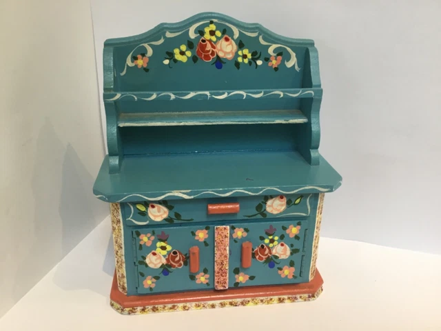 Dora Kuhn hutch dresser cupboard 10th scale hand painted Germany - RARE Dora Kuhn hutch dresser cupboard 10th scale hand painted Germany - RARE