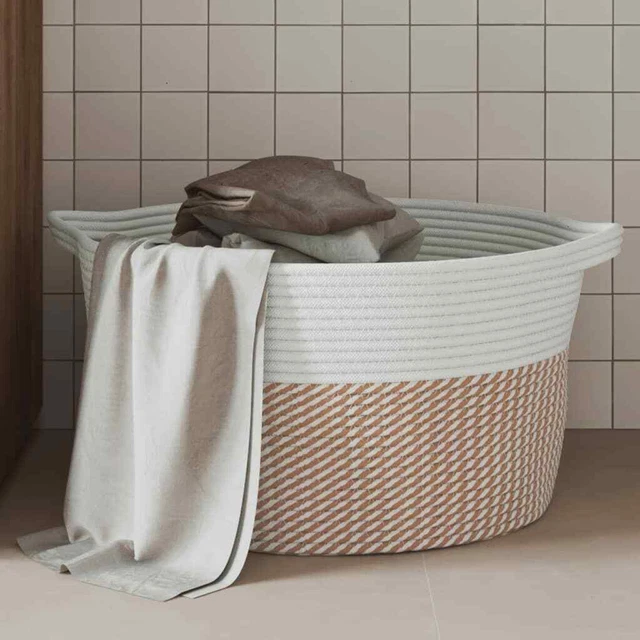 Panier de rangement marron et blanc Ø40x25 cm coton vidaXL
