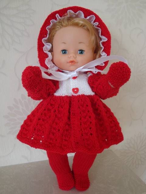 Dolls hand knitted clothes to fit doll size 14 ins