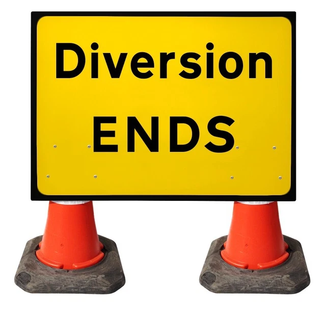 Diversion Ends Insegna cono giallo/nero 2702 V 1050 x 750 mm classe 1 riflettente