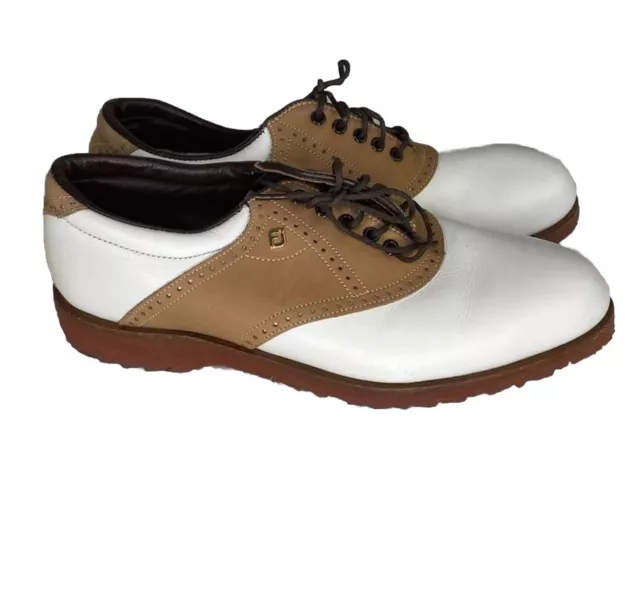 Foot Joy Golf Classic Saddle Shoes Leather White Brown Lace Up Size 7.5