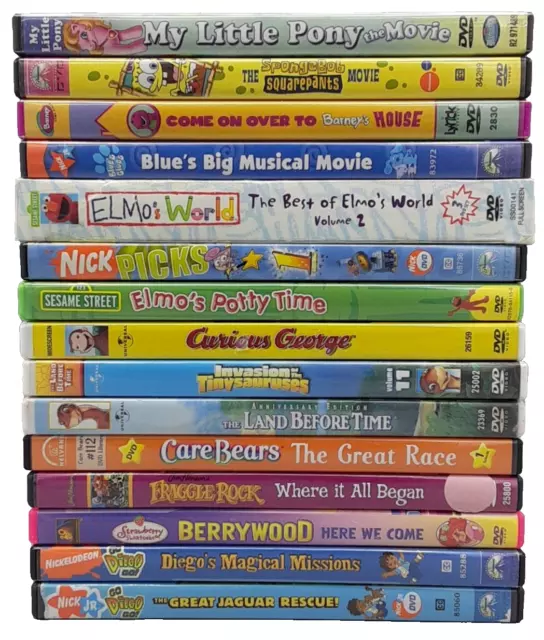 LOT KIDS CHILDRENS DVD Movies Shows Barney Elmo Curious George Care ...