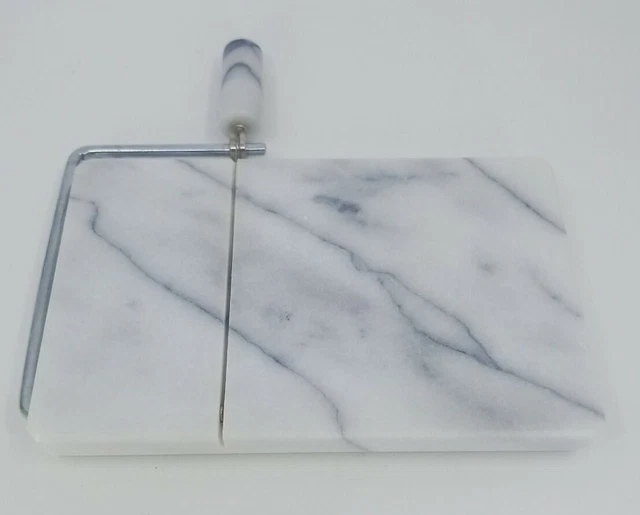 Vintage Black and White Marble Cheese Board with Wire Slicer 5x8 w/2x wires