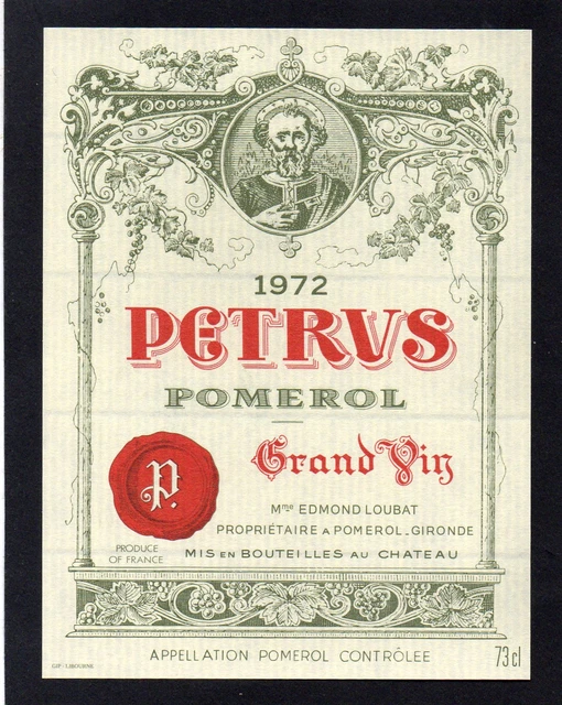 POMEROL 1ER GCC Vieille Etiquette Chateau Petrus 1972 73 Cl §26/01/18