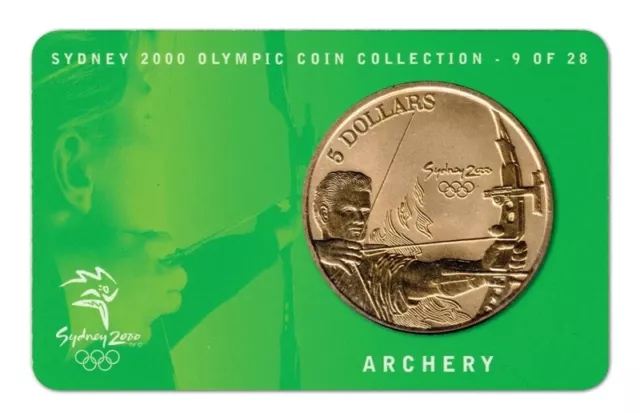 2000 RAM $5 Sydney Olympics Archery Uncirculated Coin - Carded D3-1374