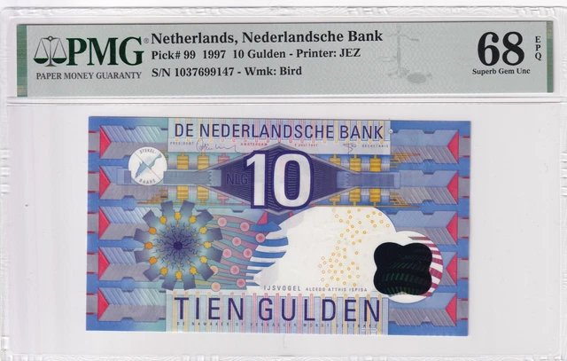 Netherlands 10 Gulden 1997 PMG 68 EPQ