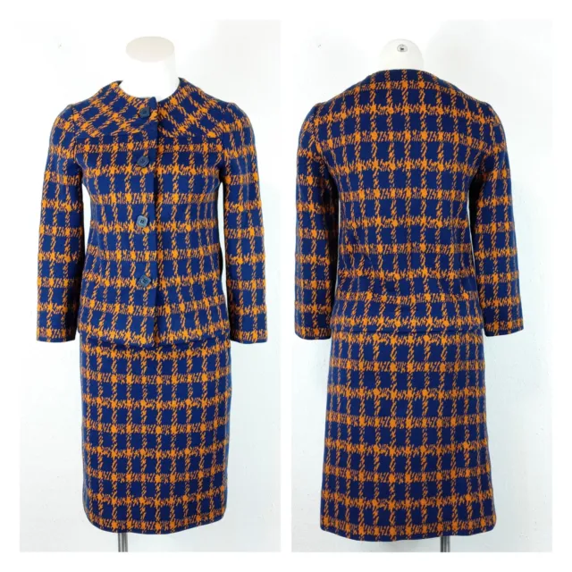 1960s Susan Thomas Two Piece Houndstooth Suit Set Petite Vintage Extra Small