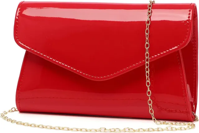 Patent Leather Envelope Clutch Womens Evening Handbag Stylish Shoulder Bag Purse