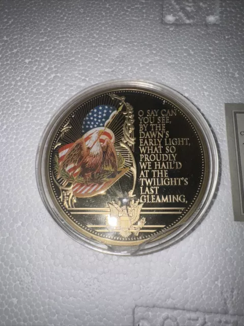 1 Large Coin, American Mint, Medallion 5oz. Star Spangled Banner United States 3