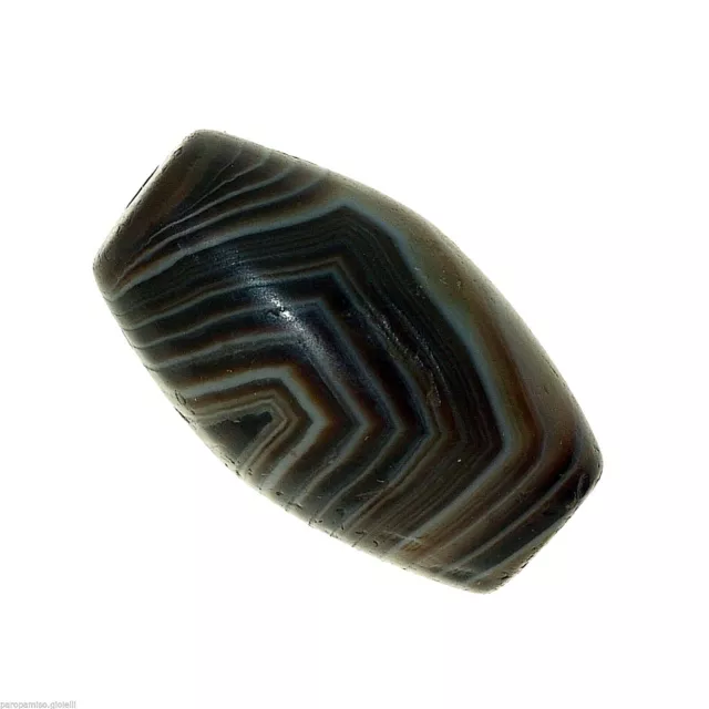 (0436)  Striped Agate Bead from China-Tibet,  中国古董条纹玛瑙珠