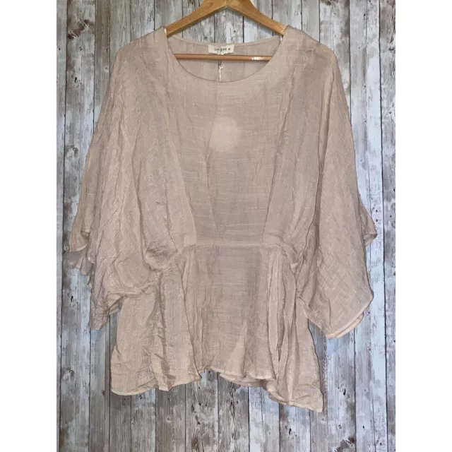 Women's NWT Boho Umgee Peplum Semi-Sheer Shirt Blouse Top Size XL