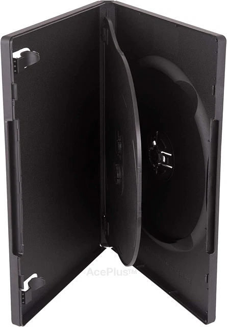 Aceplus Premium Black Triple 3-Disc DVD Cases in 14Mm Standard Thickness with I
