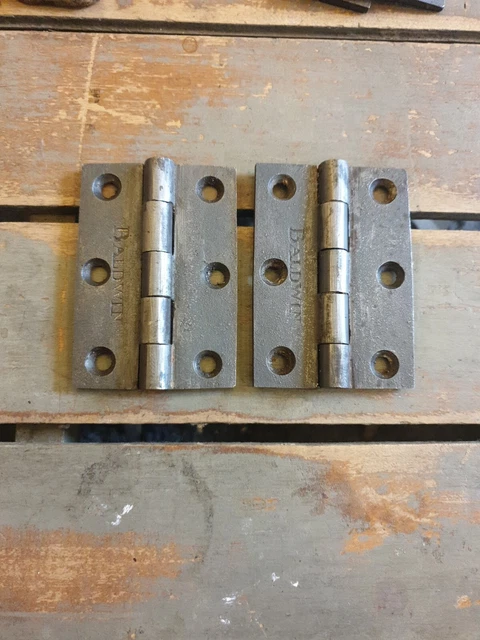Pair of old 3 1/2" baldwin hinges cast iron