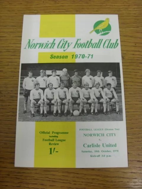 10/10/1970 Norwich City v Carlisle United  (Team Changes). Thanks for viewing th