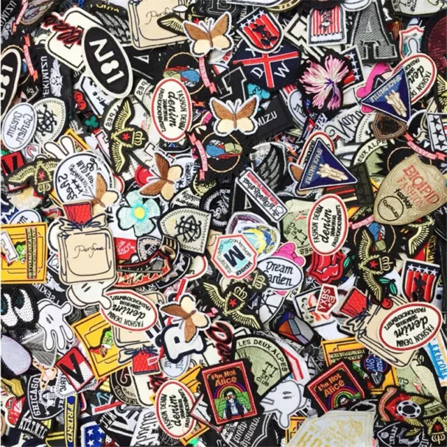 50pcs Embroidered Badge Clothes Random Mix Sew-on Iron On Patches Fashion