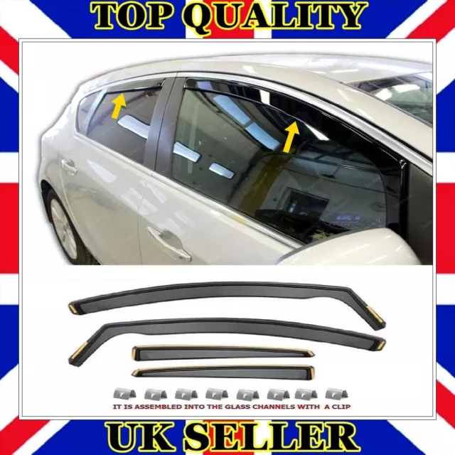 Window Visor Wind Deflector with clips 4 pcs For ASTRA J HB-SALOON 2009 TO 2015