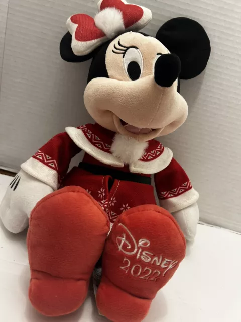 Disney Store 2022 Minnie Mouse Holiday Cheer Christmas Medium Plush Cute