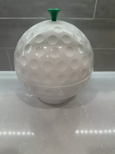 Anucci Golf Ball Ice bucket dimpled green tee handle plastic 10 Vintage  RARE