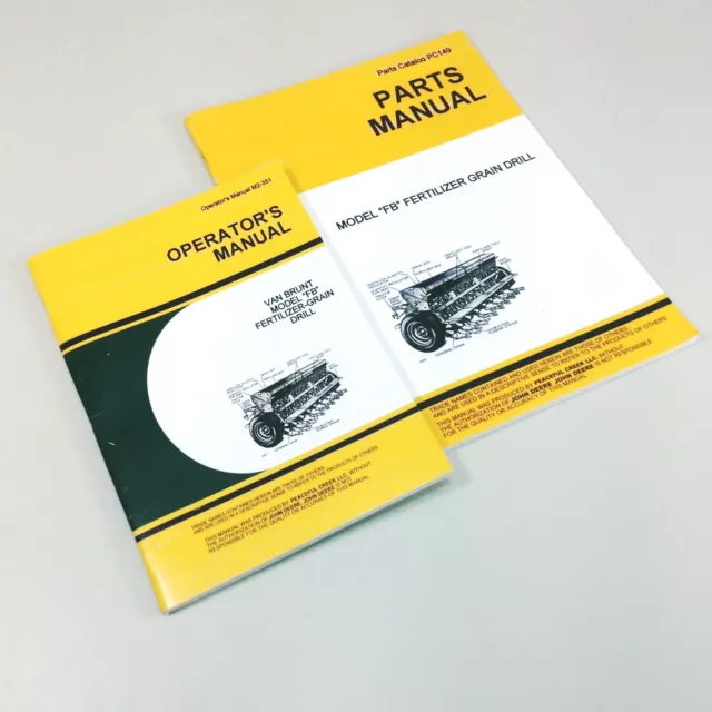 Operators Parts Manuals For John Deere Van Brunt Fb Grain Drill Owners Catalog