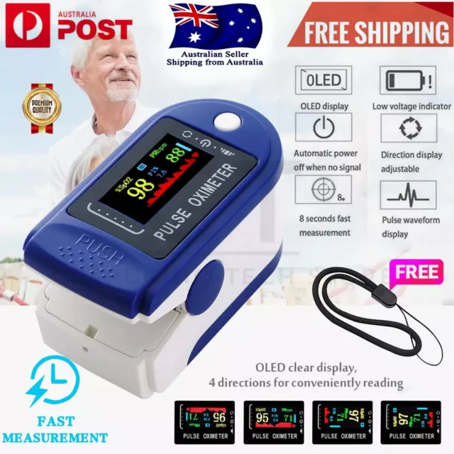 Professional Finger Pulse Oximeter Blood Oxygen Saturation Monitor Heart Rate AU