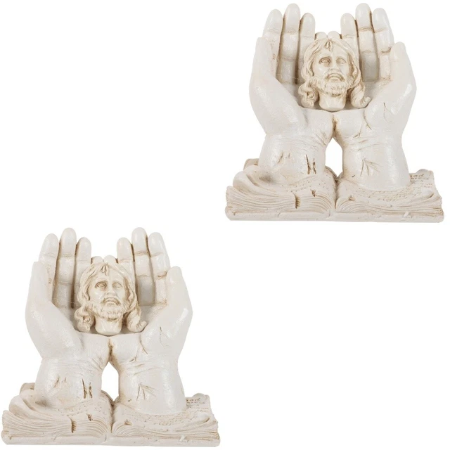 2x Hogar portátil Escritorio Estatua de resina Decoración de manos Pro Regalos Hogar