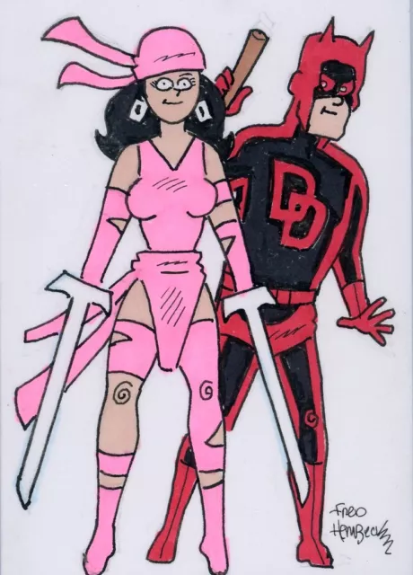 Fred Hembeck Sketch Card: Daredevil & Elektra (Marvel)