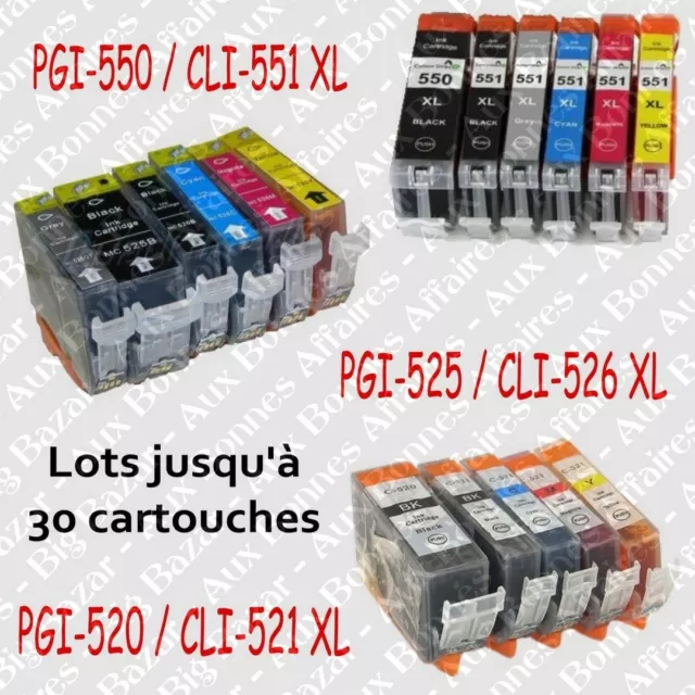 Cartouches d'encre compatibles non OEM Canon pour imp. Pixma IP IX MG MX Séries