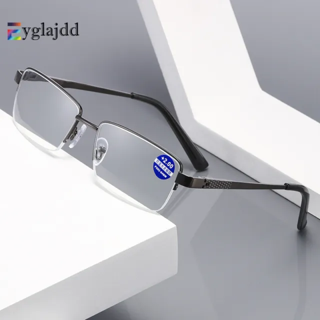 Neueste Metall Lesebrille Halbrahmen Geschäft Brille Lesehilfe +1,0 2~3,5,4,0
