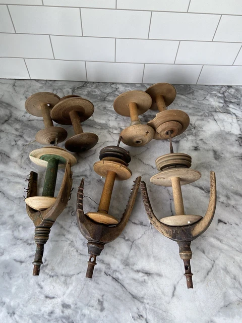 Bonito Carrete De Rueda Giratoria Antiguo Hecho A Mano De Colección Escandinavia Europa