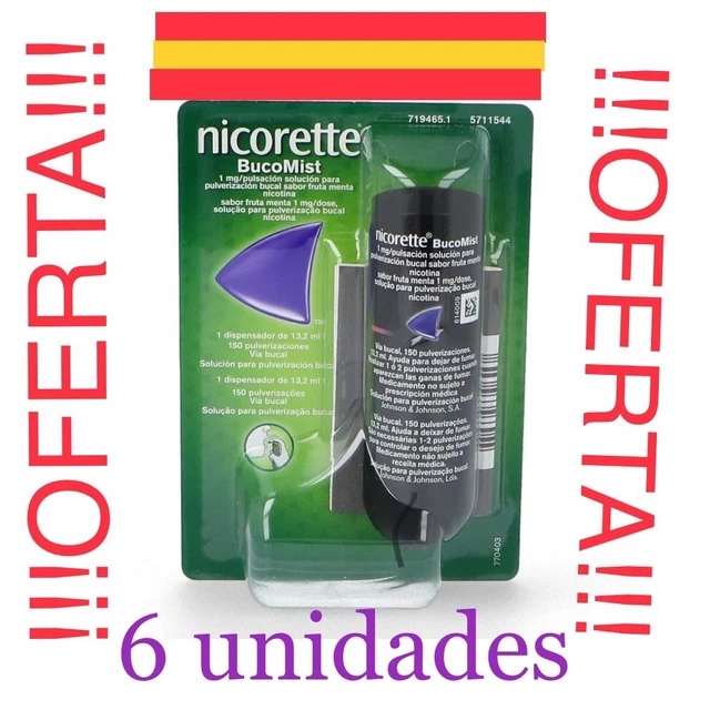 6x spray Nicorette Bucomist sabor fruta menta 1 mg * descuento manden privado*
