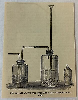 1885 Revista Grabado ~ Aparato Para Preparing Seco Carbónico Ácido Gas
